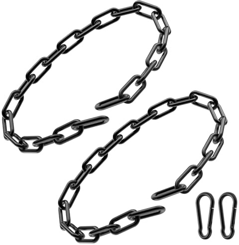 Gate Chain Lock, 23.6 Inch 304 Stainless Steel Chain Fence Gate Latch with Carabiner, Outdoor Hardware Lock Chain for Yards, Pet Cages, Horse Goat Dog Stall Barn and Fence Gates (Black Dia 4mm-2Pcs) | Outdoor Hardware Lock Chain with Carabiner for Yards, Pet Cages, Horse Goat Dog Stall Barn and Fence Gates