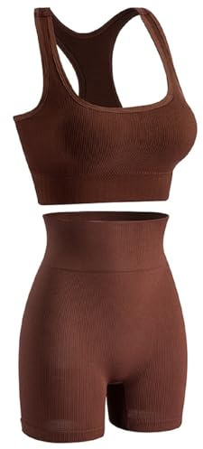 Havejoy Conjunto Deportivo Mujer Fitness Verano Moda Chandal Dos Piezas Leggings Shorts y Camiseta Tirantes Crop Top Sin Mangas Traje de Gimnasia Ropa Malla para Running Yoga Pilates Danza Sweatsuit