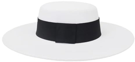 Hdhdeueh Damen breite Krempe Schlapphut Wolle Fedora Hochzeit Jazz Hut Flat Top Filzhut Reise, White02, Einheitsgröße