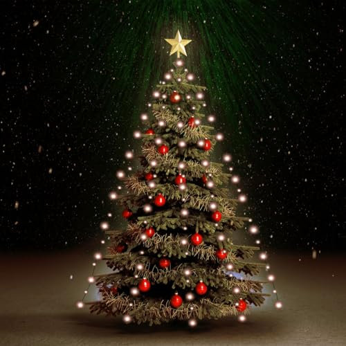 Homgoday Red de Luces de árbol de Navidad con 210 Leds 210 cm Red de Luces Navidad Exterior IP65 Impermeable Malla Luces para Balcón Jardín Árbol Navidad Exterior Interior