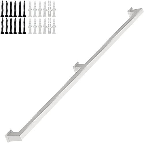Kit di corrimano per scale bianche, 2,4 m, montaggio a parete, ringhiera in metallo per interni ed esterni, antiscivolo, barra di sicurezza dal design moderno