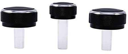 AC Switch Knob, 3PCS AC Switch Buttons Control Cover Black Control Buttons with Aluminum Ring Light Up at Night Black Fine Textured Grip