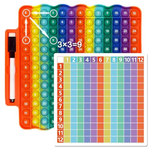 Pop It Fidget Toy, Push and Pop Bubble Sensory Fidget Toy, Moltiplicazione e Addizione 2 in 1 Pop It Fidget, Moltiplicazione Educativo per la Matematica Rilassante Popit Adulti e Bambini