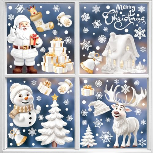 9 Feuilles Noël Autocollants Fenetre 190pcs Noël Stickers Réutilisables Décoration Fenêtres PVC Stickers
