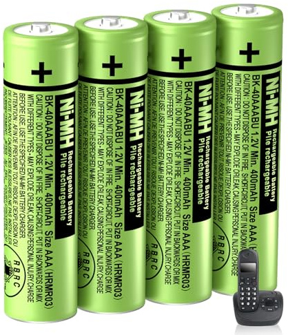 BENNTOP NI-MH AAA Akku 1.2V 400mAh für Panasonic Schnurlose Telefone | 4 Stück BK-40AAABU AAA Wiederaufladbar Batterien für BT,Gigaset Telefon