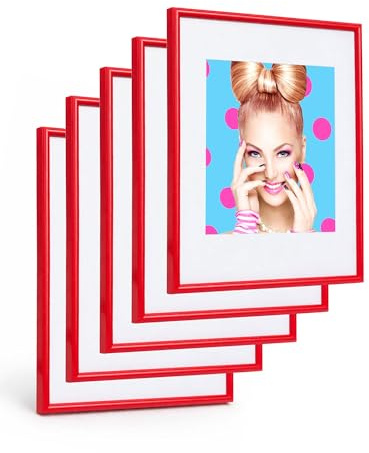 KM FOTO 3er 5er Set Photo Style Set Bilderrahmen Wanddeko Collage Poster Kunststoff Rahmen: Farbe: 5er Pack Rot | Format: 29,7x42 DIN A3