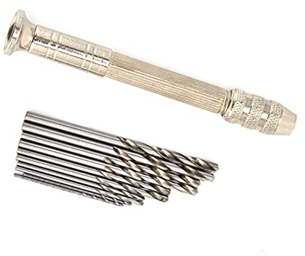 Topiky Trapano a Mano con Morsa a Perno, Mini Set di Trapano a Mano Manuale con Punte Elicoidali, Strumento di Perforazione per Intaglio Accurato per Kit di Modelli in Plastica Ambrata in Legno di