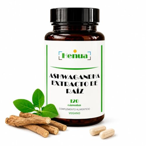 Ashwagandha Extracto de Raíz 18:1-120 Cápsulas Veganas. Henua | 112 mg de Extracto por Cápsula, Equivalente a 2016 mg de Raíz, Withania Somnifera, Producto Español