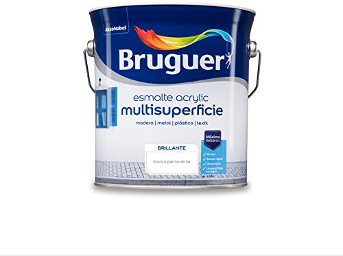 Bruguer Acrylic Multisuperficie Esmalte al agua - Pintura 4 L, Brillante Blanco Permanente
