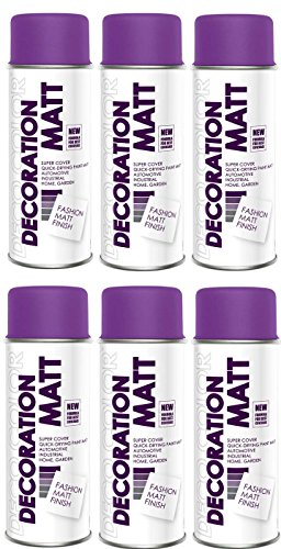 Deco Color 6er Sparpack DC Lackspray matt 400ml nach RAL freie Farbauswahl (6 Dosen in violett MATT RAL 4005)