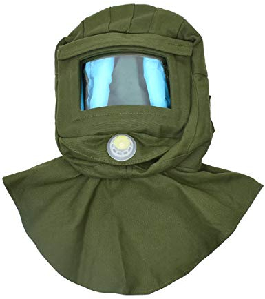 MAGIIN Sand Blasting Hood Cap, Shawl Cap Sandblasting Mask， Wind and Dust Protective Canvas Face Mask Tool (Green)