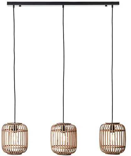 BRILLIANT lampa Woodrow pendelljus 3-lågor ljusbrun | 3x A60, E27, 60W, lämplig för normala lampor (ingår ej) | Skala A ++ till E | Kabeln kan förkortas
