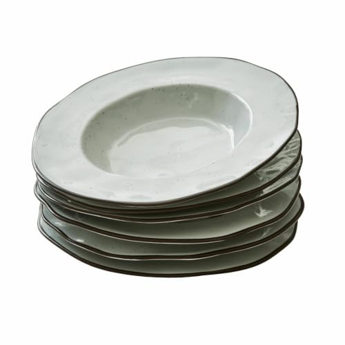 LOBERON Suppenteller 6er Set Biarré, grau | zeitloses Design, natürlicher Charme, spülmaschinenfest, Geschirr, Tischaccessoires, Tischdekoration, Steinzeug