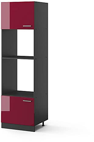 Vicco Mobile cucina microonde R-Line, Rosso lucido, 60 cm, per la libera combinazione all'interno di sistemi cucina modulari