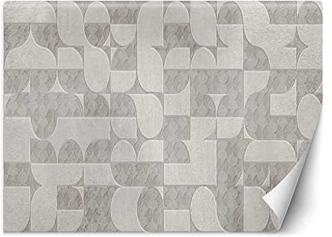 Feeby Fototapet Geometrisk Struktur 300x210 cm Grått Modern Fleece Vägg Tapet Spa Restaurant Hotel Kontor Kök Hall Sovrum Vardagsrum Textur Abstraktion Mönster