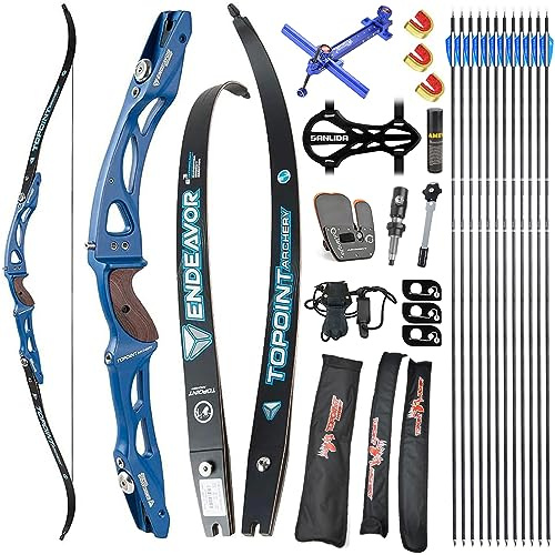 AMEYXGS 68 Zoll ILF Recurve Bogen Set für Erwachsene Jugend Teens Anfänger 18-44lbs Takedown Recurve Bogen für sportlichen Wettbewerb Endeavor ILF Bogen Riser/Limbs Rechte Hand