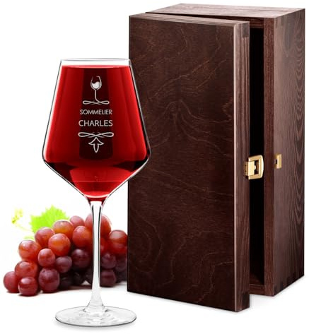 Maverton Verre à Vin en Cristal pour l’homme, 490 ml | Verre Personnalisé à Vin Rouge et Blanc, Cadeau d’anniversaire pour amateur de vin, Sommelier