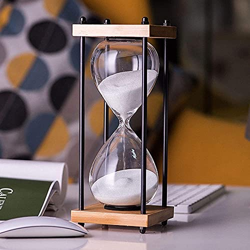 BDXZJ 30 Minutes Hourglass Timer, Vintage Hourglass, Black Wooden Frame Sand Timer Clock, Crafts Glass Decoration for Ornament Restaurant Living Room Home Closet Office Desk H
