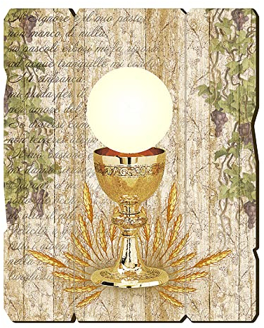 Holyart Quadro in Legno Sagomato gancio Retro Calice Comunione 35x30