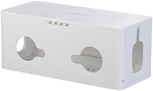 Callstel Kabelboxen: Kabel- & Steckdosen-Organizer, Kabelschlitze, Deckel, Belüftung, weiß (Organizer Box für Steckdosenleiste, Kabelmanager Kiste, Verlängerungskabel)