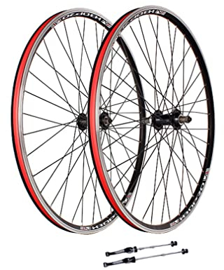 HSQMA Rennrad Laufradsatz 700c Schnellspanner Fahrrad Laufrads V Bremse Felge 36 Loch Nabe Für 6/7/8 Geschwindigkeit Schraub Flywheel