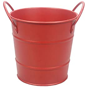 Seau a Glace Vintage pour Bouteille Seau à Glace 1 PC Seau à Glace Deux poignées Portables en métal Noir conteneur de Glace de Glace de Fruits de Frites seaux seaux for Bar à la Maison (Color : Red)