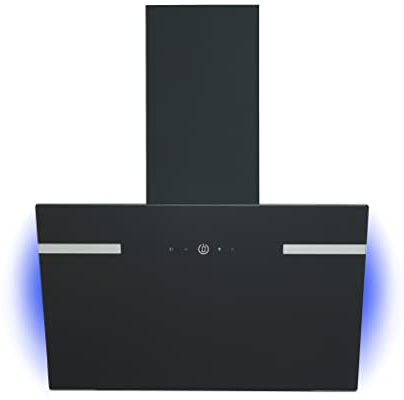 PKM Dunstabzugshaube 60cm Schwarz Glasschirm LED Hintergrundbeleuchtung (Umluft)