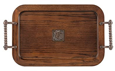 KIZQYN Plateau Service Plateaux de Service en Bois rustiques avec poignées Plateaux Polyvalents for Les Tables de café du Petit-déjeuner, etc. Plateaux Décoratifs