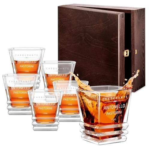 Maverton 6 bicchieri da whisky in vetro 280 ml, incisione personalizzata | Set bicchieri per whisky, bicchiere di cristallo per compleanno, per festa del papà, per Lui, Motociclo