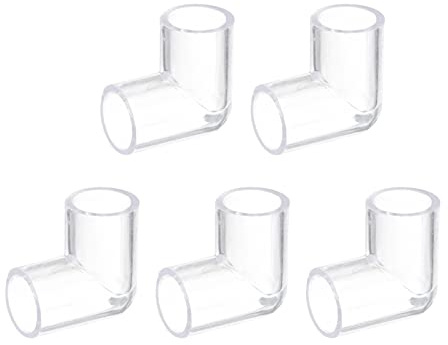 uxcell 5Pcs Clear Elbow Fitting, 16mm/0.63 2 Way Acrylic Elbow 90 Degree L-Shaped Pipe Fitting Adapter for Connecting Water Pipes