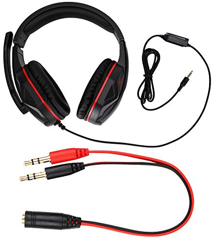 Zunate PC Gaming Headset Ohrhörer, Kabelgebundener 3,5mm HiFi Stereo Bass Surround Sound Musikkopfhörer mit Verstellbarem Kopfbügel für Switch Computer Desktop Laptop Notebook