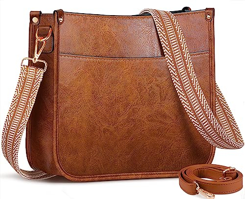ISEYOU Umhängetasche Damen, Crossbody Bag Damen Weich PU Leder mit Zwei Verstellbar Abnehmbar Stylisch Schultergurten Ausgestattet, Schultertasche