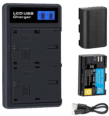 SLODA 2 x LP-E6 LP-E6N Batterie Compatible avec Canon EOS 5D Mark II, DS Mark III, 5D Mark IV, 5DS, 5DS R, 6D, 7D, 7D Mark II, 7D Mark III, 80D, 70D, 60D.