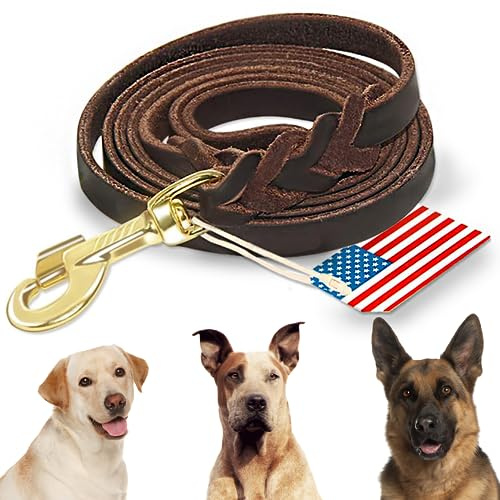 Highland Farms Select Premier Trainingsleine für Hunde, Leder, 2,5 m, ideal für Jagdhunde oder allgemeinen Gehorsam im Hinterhof, Braun