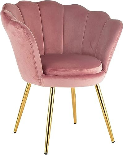GARDENIA Fauteuil Relax pour Chambre Salon Cuisine à Coquillage avec Pieds Or Athènes Rose