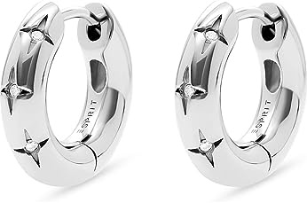 ESPRIT Damen-Creolen 925er Silber 6 Zirkonia One Size, Silber 32024501