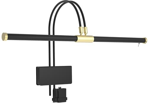 Cocoweb 22 LED Grand Piano Light in Black with Brass Accents with Dimmer Clip