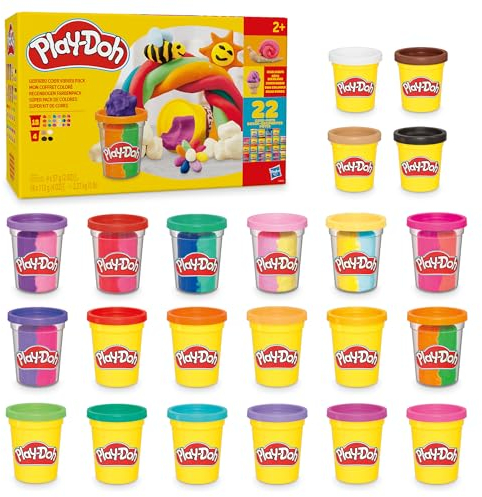 Play-Doh Regenbogen Farbenpack mit 22 Dosen, viele zum Basteln und Kneten, perfekt als Geburtstagsgeschenk für Kinder