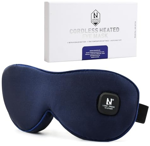 AROMA SEASON Wärmebrille mit Akku ohne Kabel zur Linderung von trockenen Augen, Gerstenkorn, Blepharitis | Waschbar und wiederaufladbar | blau