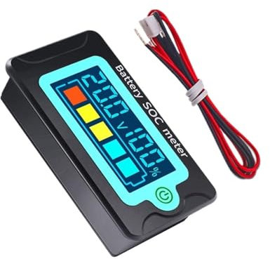 Compteur électrique étanche avec écran LCD, batterie au lithium fer phosphate, voltmètre DC8-100V, détecteur de puissance (Color : Green-24V)