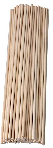 Holzstange, Holzbastelstäbe, 400 mm Länge, 5 mm Durchmesser, runde Birkenholzstäbe, Holzdübelstangen for Bastelarbeiten, Bau, Architekturmodelle, Hobbys, 50 Stück