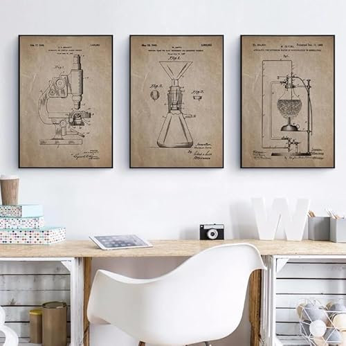 Wissenschaft Patent Poster und Drucke Chemie Forschung Wand Kunst Leinwand Malerei Bilder Wissenschaftler Geschenk Labor Decor Kein Rahmen-30x40cmX3