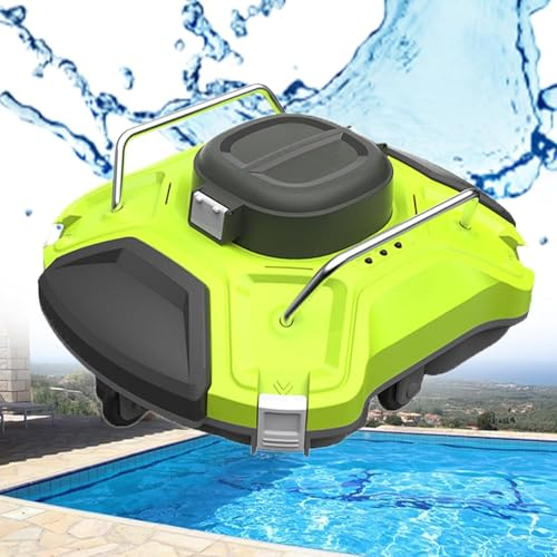 XINRISHENG Nettoyeur de Piscine robotisé sans Fil, aspirateur de Piscine avec Moteurs à Double entraînement, Technologie de stationnement Automatique, léger, Parfait pour Les Surfaces Hors Sol
