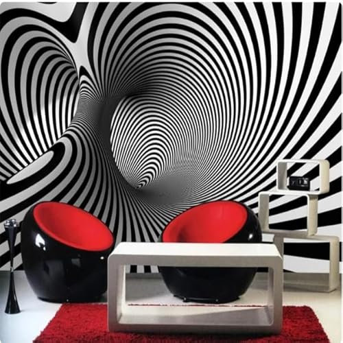vsdhlsidgl 3D-Tapete, Schwarz-Weiß, abstrakte geometrische Linien, TV-Sofa-Erweiterung, Raumtapete, Wohnzimmer, Schlafzimmer, Dekoration, Wandbild, 3D, 430 x 300 cm