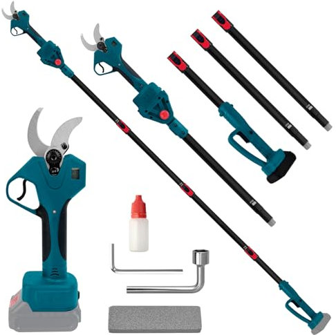 Troncarami elettrico a batteria, con asta di prolunga da 2,2 m, apertura massima 65 mm, diametro di taglio 40 mm, cesoie telescopiche 2 in 1, compatibile con Makita 18 V, per taglio albero (senza