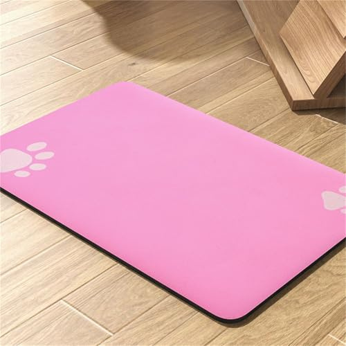 Hearda Futtermatte Hund rutschfest, Solide Farbe Napfunterlage Hund Saugfähig Katzen Futternapf Unterlage Schnelltrocknend Unterlage Katzennapf Futternapf Matte (60x90cm,Rosa)