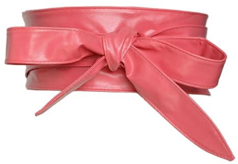 Whakano PU Leder Taillengürtel Damen,Länge Taille Band,Bandgürtel Schärpe Kleid Gürtel,Gürtel zum Schnüren Hüftgürtel PU Leder Bindegürtel,Breit Gürtel für Hochzeit Abschlussball,Rosa