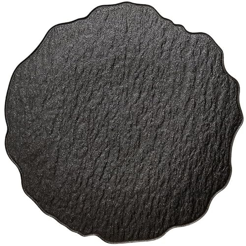ATREDESES Piatti Da Pranzo Piatti giapponesi for la tavola con motivo in pietra, ciotole di riso, piatti domestici e piatti di verdure Piatto Da Portata In Ceramica(Black,9inch)