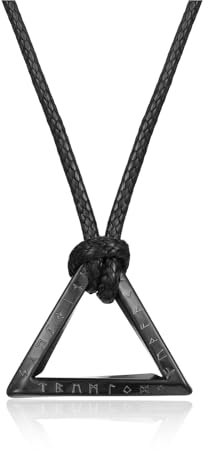 Zysta Wikinger Halskette Herren Rune Anhänger mit Leder kette Mobius Halskette Nordische Viking Vegvisir Amulett für Männer Geschenk (Schwarz)