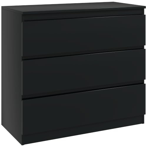 HOMCOM Kommode 3-Schubladen Organizer 80 x 39 x 73 cm Schwarz | Aufbewahrungseinheit, für Schlafzimmer, Wohnzimmer
